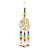 Handcrafted Indian Tree of Life Wind Chime with Chakra Beads and Brass Bells for Spiritual Balance and Home Décor - SHAMTAM.COM