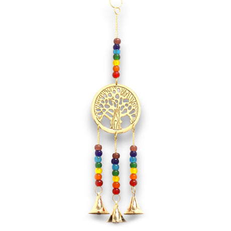Handcrafted Indian Tree of Life Wind Chime with Chakra Beads and Brass Bells for Spiritual Balance and Home Décor - SHAMTAM.COM