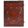 Handcrafted Leather Journal with Embossed Dragon Mandala and Chakra Stones - 100 Pages, 25x34cm, Secure Metal Clasps - SHAMTAM.COM