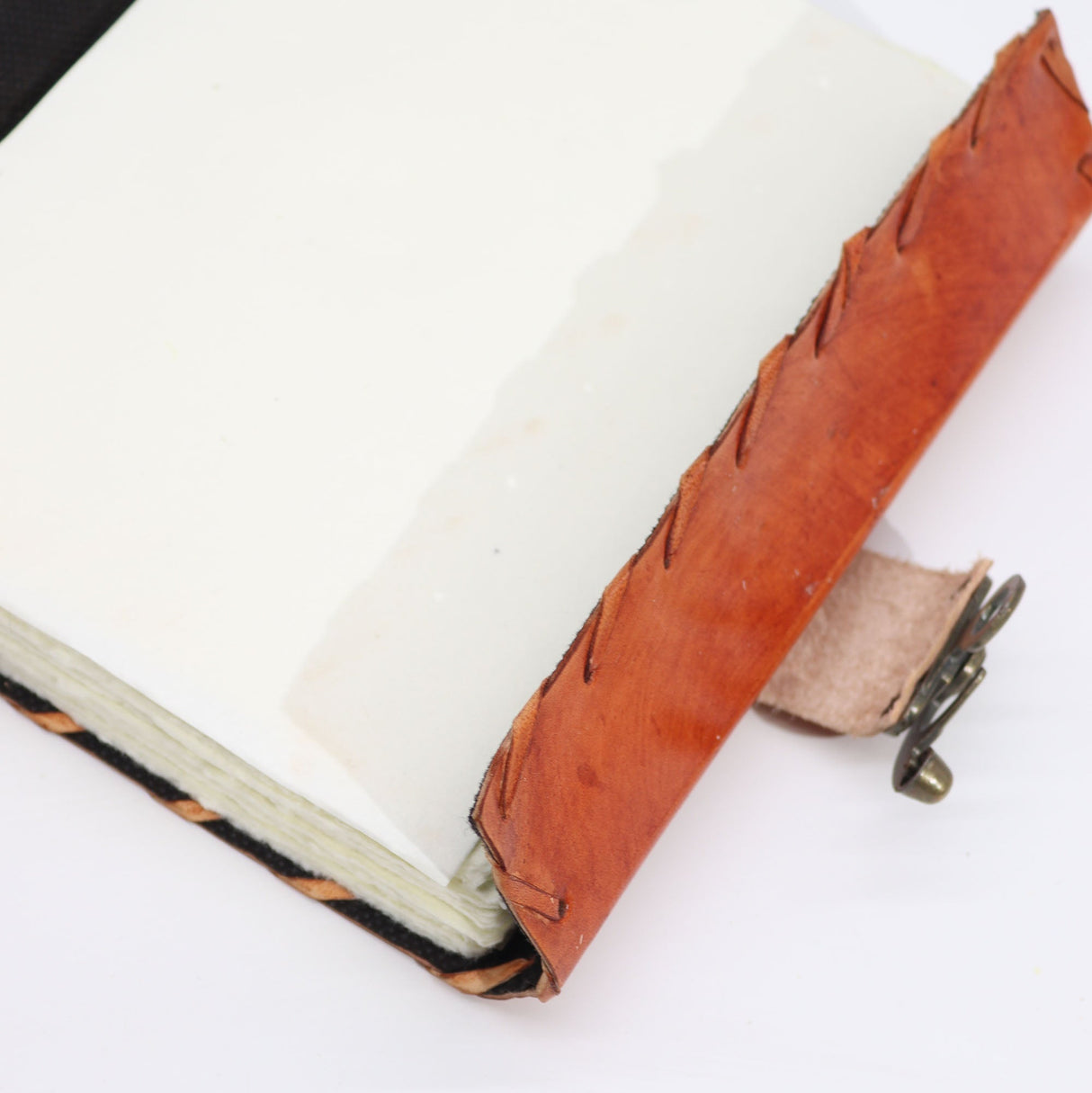Handcrafted Leather Journal with Evil Eye Design - 160 Deckle Edge Pages, 20x15cm - Vintage Steampunk Notebook with Metal Clasp - SHAMTAM.COM