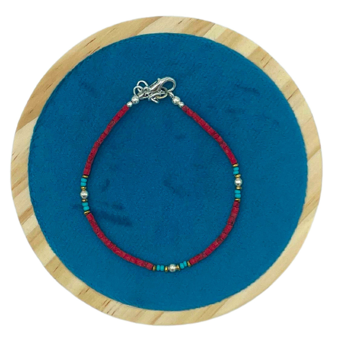 Handcrafted Nepalese Coral and Turquoise Tribal Bead Bracelet with Adjustable Chain - SHAMTAM.COM