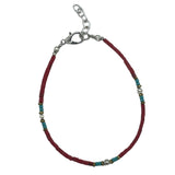 Handcrafted Nepalese Coral and Turquoise Tribal Bead Bracelet with Adjustable Chain - SHAMTAM.COM