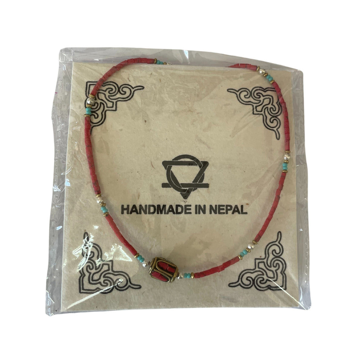 Handcrafted Nepalese Coral and Turquoise Tribal Bead Necklace with Adjustable Chain - SHAMTAM.COM