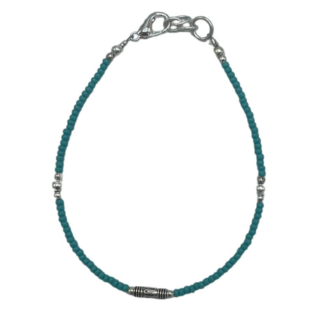 Handcrafted Nepalese Turquoise & Teardrop Gem Bracelet with Silver Accents for Healing & Balance - SHAMTAM.COM
