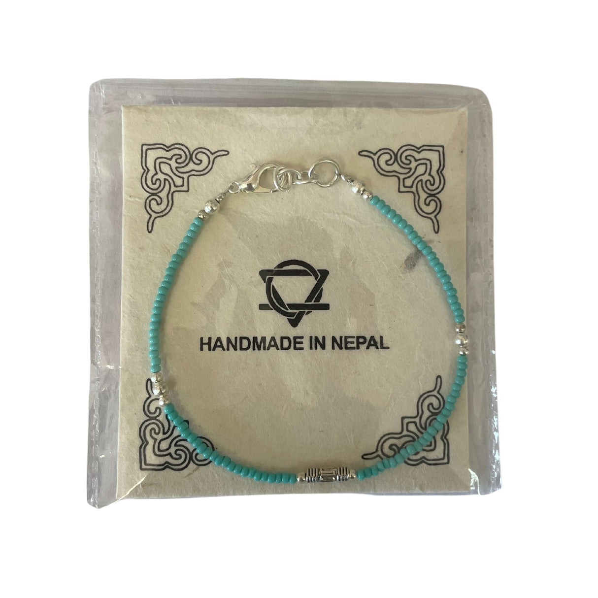 Handcrafted Nepalese Turquoise & Teardrop Gem Bracelet with Silver Accents for Healing & Balance - SHAMTAM.COM