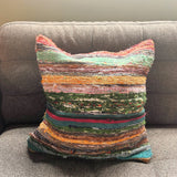 Handcrafted Rag Rug Cushion Covers - Charcoal Grey Striped Decorative Pillow - SHAMTAM.COM