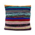 Handcrafted Rag Rug Cushion Covers - Charcoal Grey Striped Decorative Pillow - SHAMTAM.COM