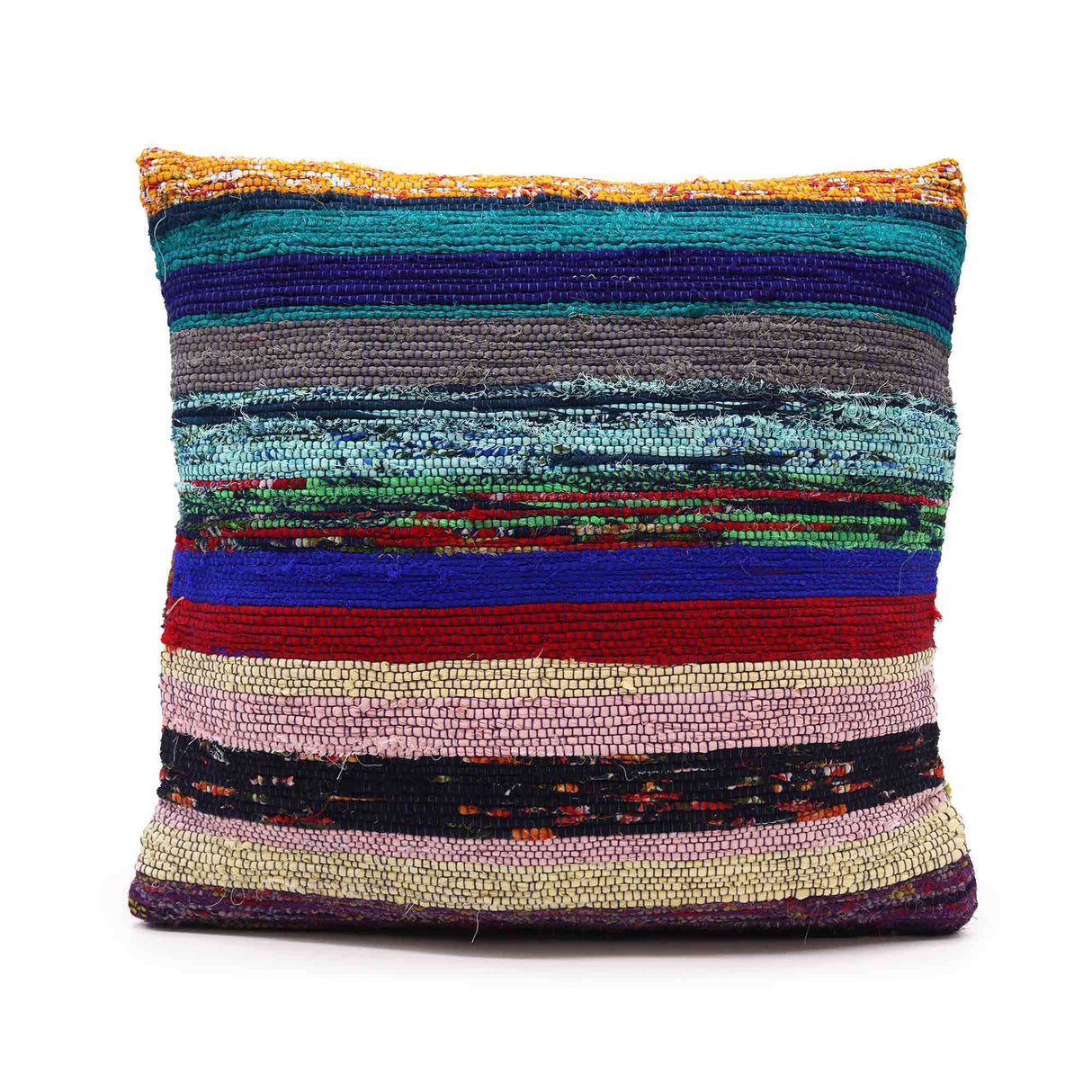 Handcrafted Rag Rug Cushion Covers - Charcoal Grey Striped Decorative Pillow - SHAMTAM.COM