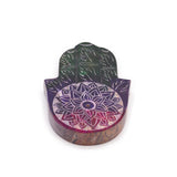 Handcrafted Soapstone Hamsa Incense Burner with Lotus Flower Design for Spiritual Protection and Serenity - SHAMTAM.COM