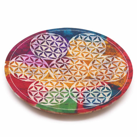 Handcrafted Soapstone Incense Burner with 7 Flower of Life Design – Vibrant Sacred Geometry for Spiritual Ambiance - SHAMTAM.COM