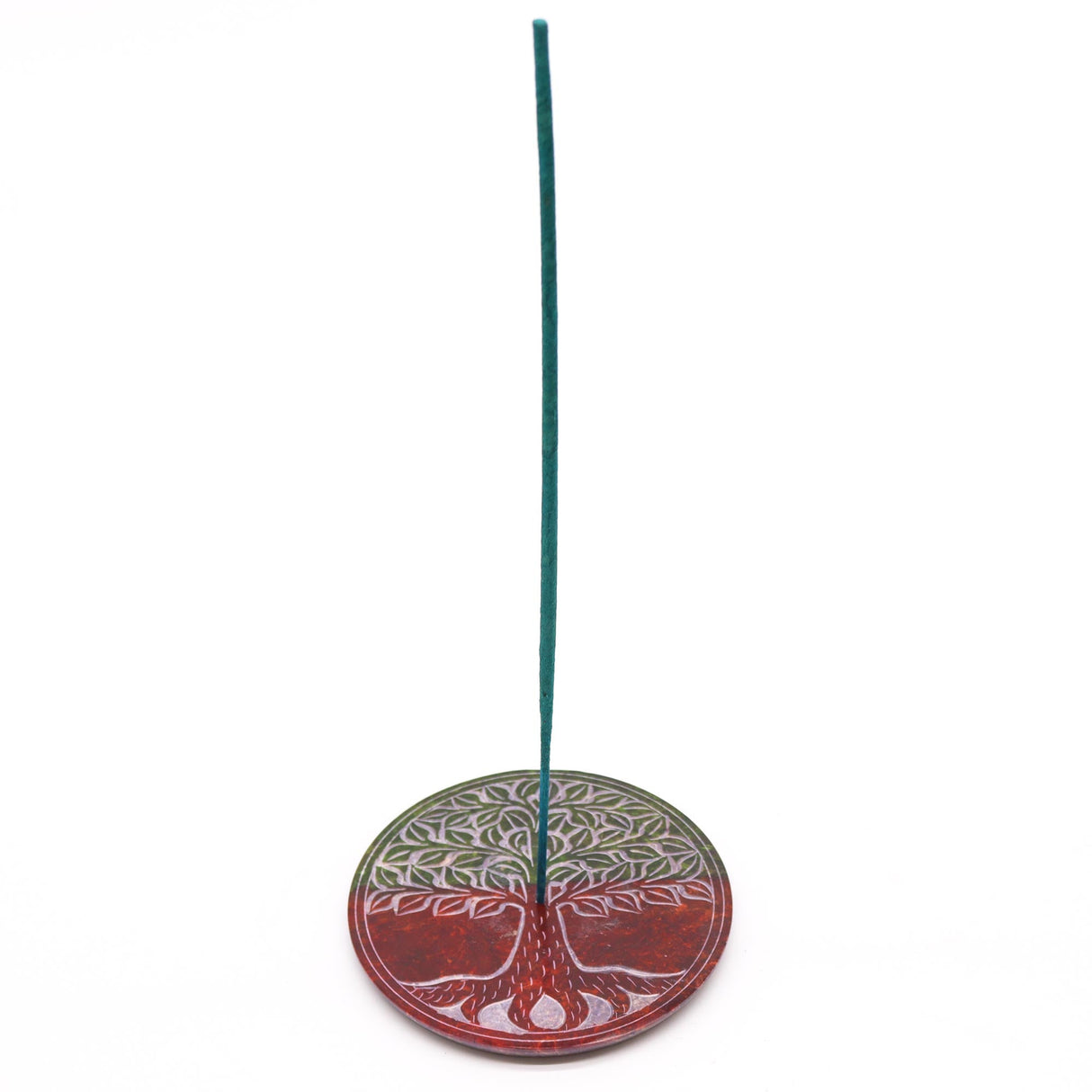 Handcrafted Soapstone Tree of Life Incense Burner – Natural Decorative Disc for Meditation & Relaxation - SHAMTAM.COM