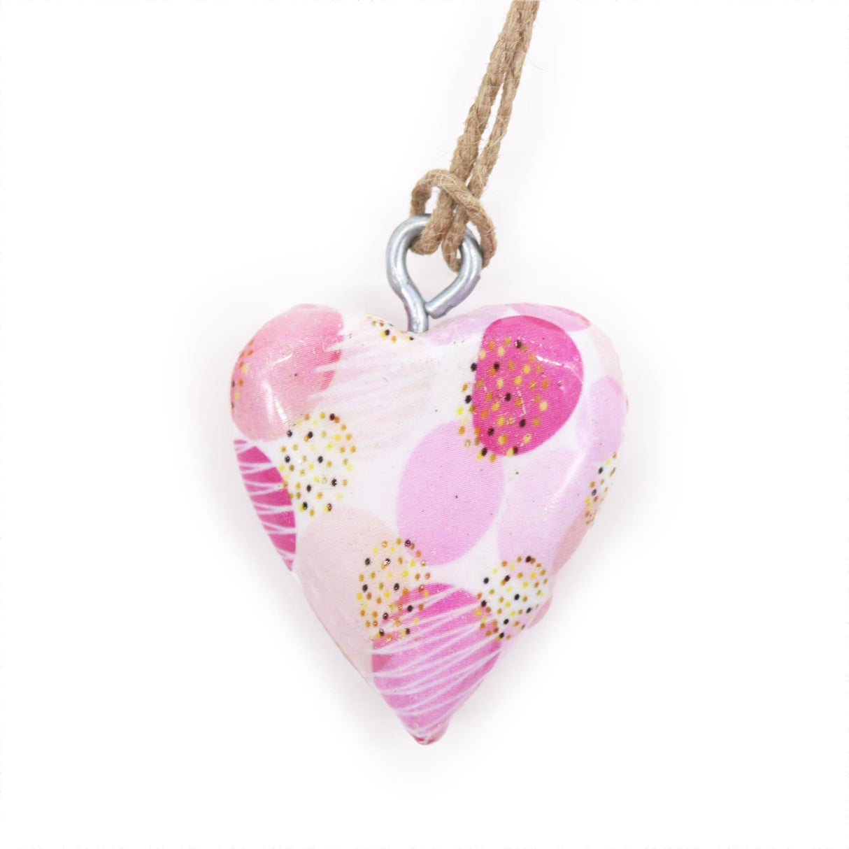 Handcrafted Sustainable Wooden Heart Ornament with Pink Abstract Design – Perfect for Home Décor and Gifts - SHAMTAM.COM
