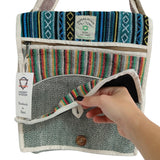 Handmade Bohemian Hemp Laptop Messenger Bag with Colorful Striped Design from Nepal - SHAMTAM.COM