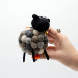 Handmade Eco - Friendly Little Felt Sheep Decoration - Multi - Toned Greys with Bell Collar - SHAMTAM.COM