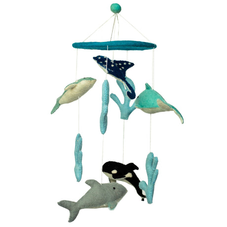 Handmade Felt Sea Life Mobile - Dolphins, Whales & Marine Animals Nursery Decor - SHAMTAM.COM