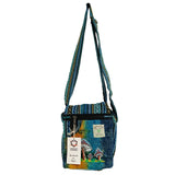 Handmade Hemp Embroidery Mushroom Shoulder Bag - Green Mushrooms Design, THC Free, Made in Nepal - SHAMTAM.COM