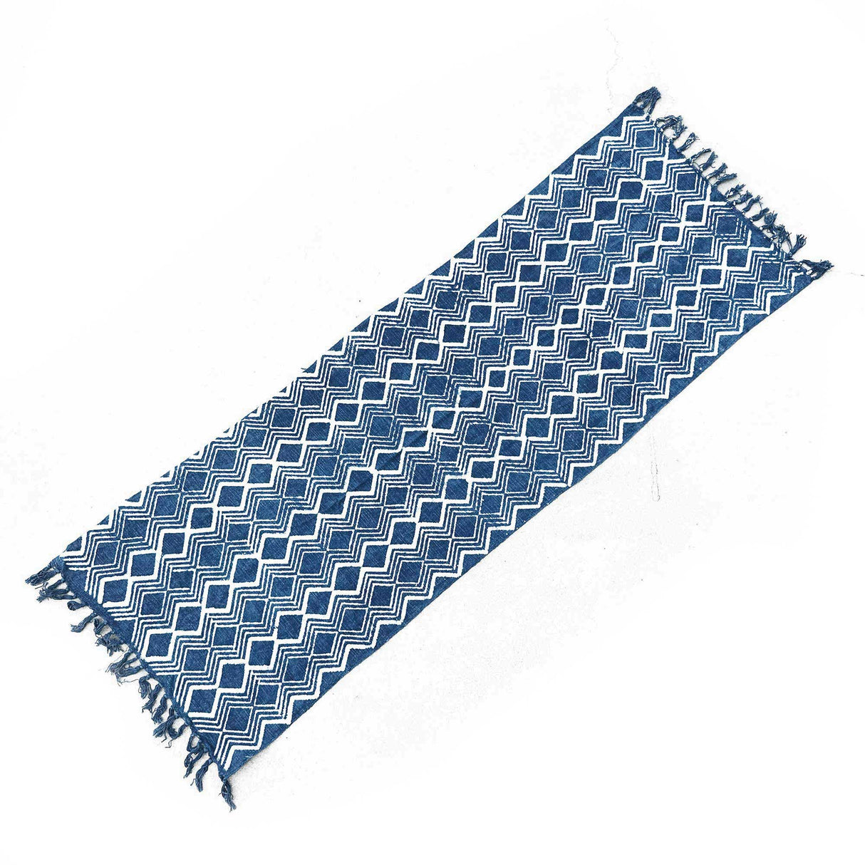 Handmade Indigo Runner - 170x60cm - Heerak Patern - SHAMTAM.COM