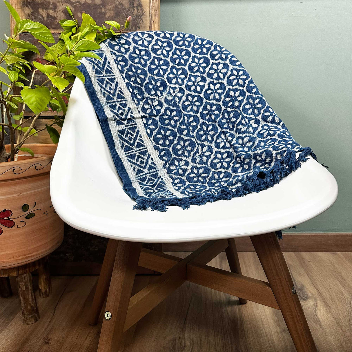 Handmade Indigo Runner - 170x60cm - Madjid Tiles - SHAMTAM.COM