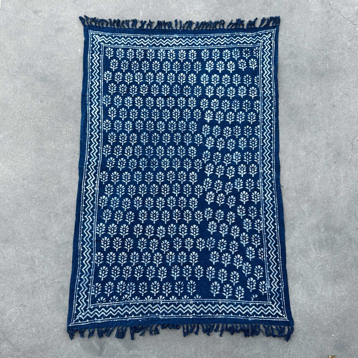 Handmade Indigo Throw - 170x120cm - Chhota Flower - SHAMTAM.COM