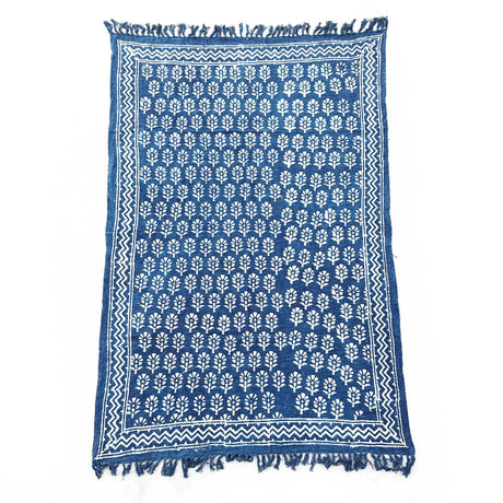 Handmade Indigo Throw - 170x120cm - Chhota Flower - SHAMTAM.COM