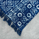 Handmade Boho Throw - 170x120cm - Indigo Desi Stripes - SHAMTAM.COM