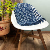 Handmade Boho Throw - 170x120cm - Indigo Kasba Tiles - SHAMTAM.COM