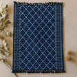 Handmade Indigo Throw Blanket 170x120cm Midnight Heerak - SHAMTAM.COM