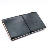 Handmade Leather Journal - Flower of Life - Green (80 pages) - SHAMTAM.COM
