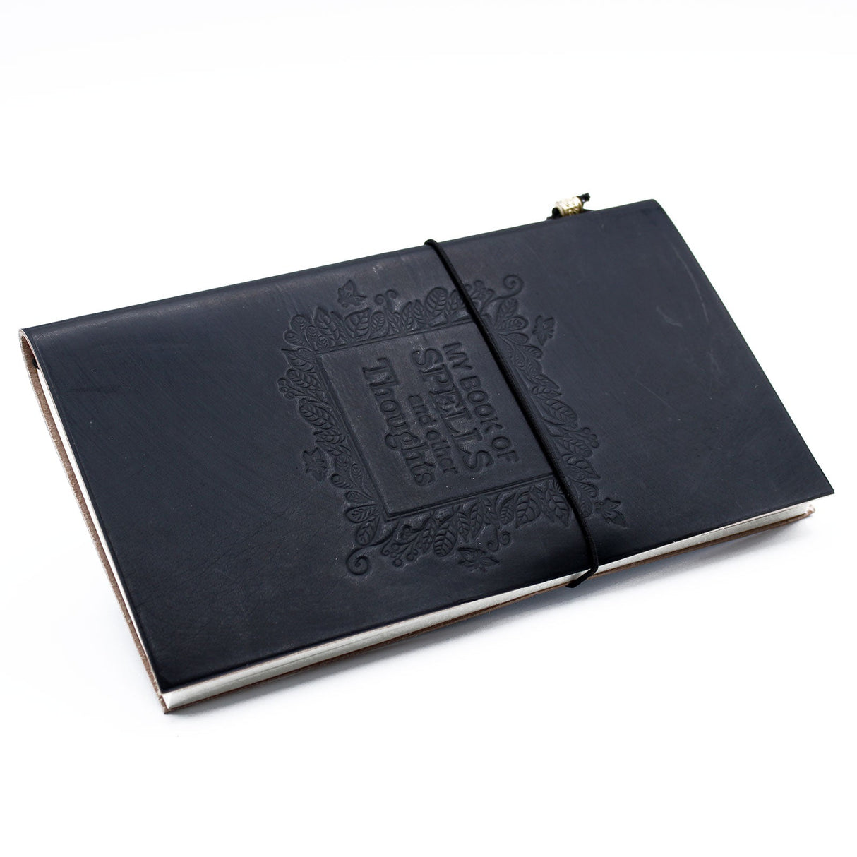 Handmade Leather Journal - My Book of Spells and other Thoughts - Black - SHAMTAM.COM