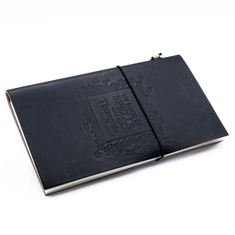 Handmade Leather Journal - My Book of Spells and other Thoughts - Black - SHAMTAM.COM