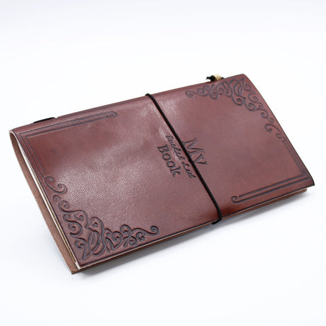 Handmade Leather Journal - My Bucket List Book - Brown (80 pages) - SHAMTAM.COM