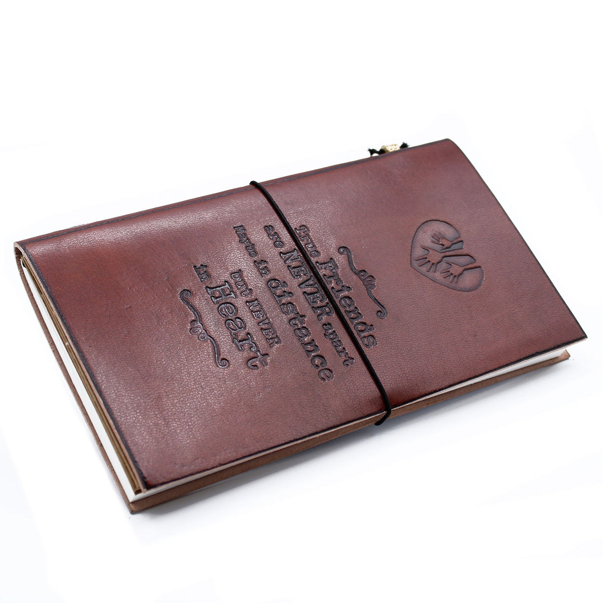 Handmade Leather Journal - True Friends - Brown (80 pages) - SHAMTAM.COM