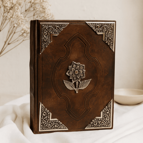 Handmade Leather Notebook Zinc Rose 200 Pages 26x18cm - SHAMTAM.COM