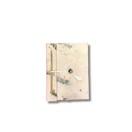 Handmade Lokta Pressed Flower Notebook with Pencil 12×8cm - SHAMTAM.COM