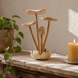 Sculpture en bois artisanale Parasite - Ensemble de 4 grands champignons