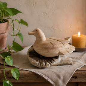 Handmade Parasite Wood Art Carving - Wild Duck Resting