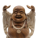 Happy Buddha Hands Up - Whitewash 40cm - SHAMTAM.COM