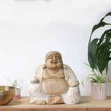 Happy Buddha - Whitewash 30cm - SHAMTAM.COM