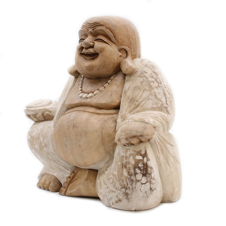 Happy Buddha - Whitewash 30cm - SHAMTAM.COM