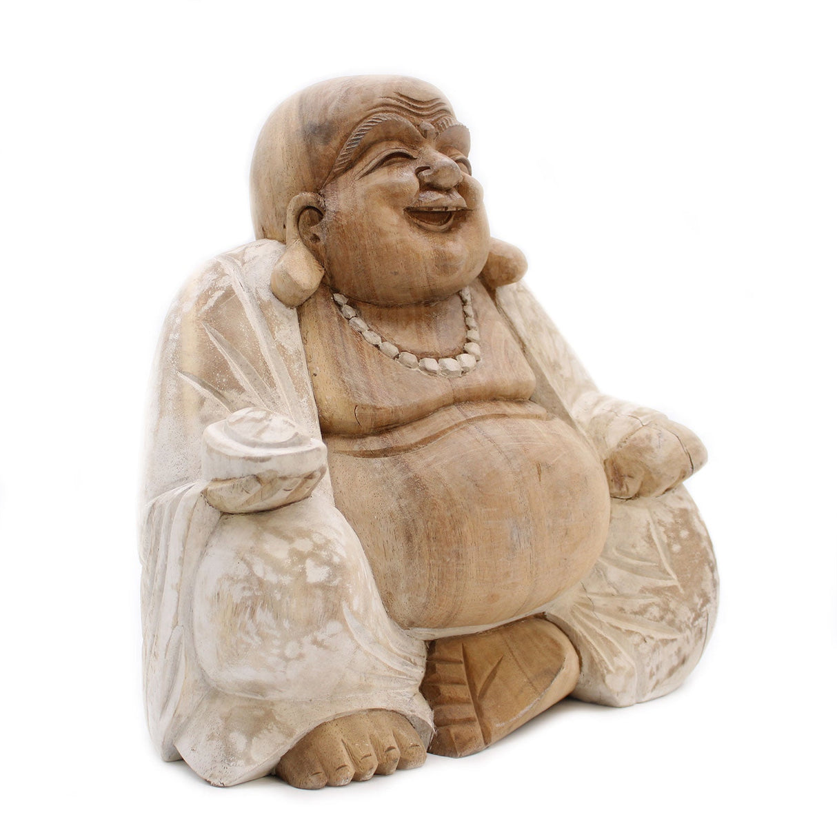 Happy Buddha - Whitewash 30cm - SHAMTAM.COM