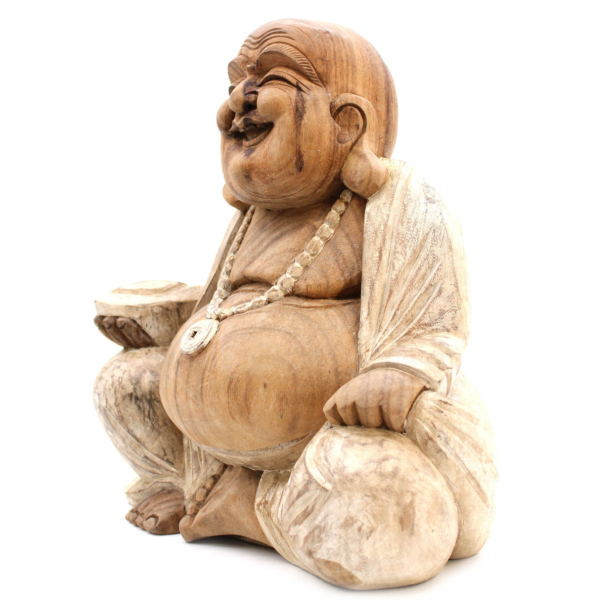 Happy Buddha - Whitewash 40cm - SHAMTAM.COM