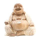 Happy Buddha - Whitewash 40cm - SHAMTAM.COM