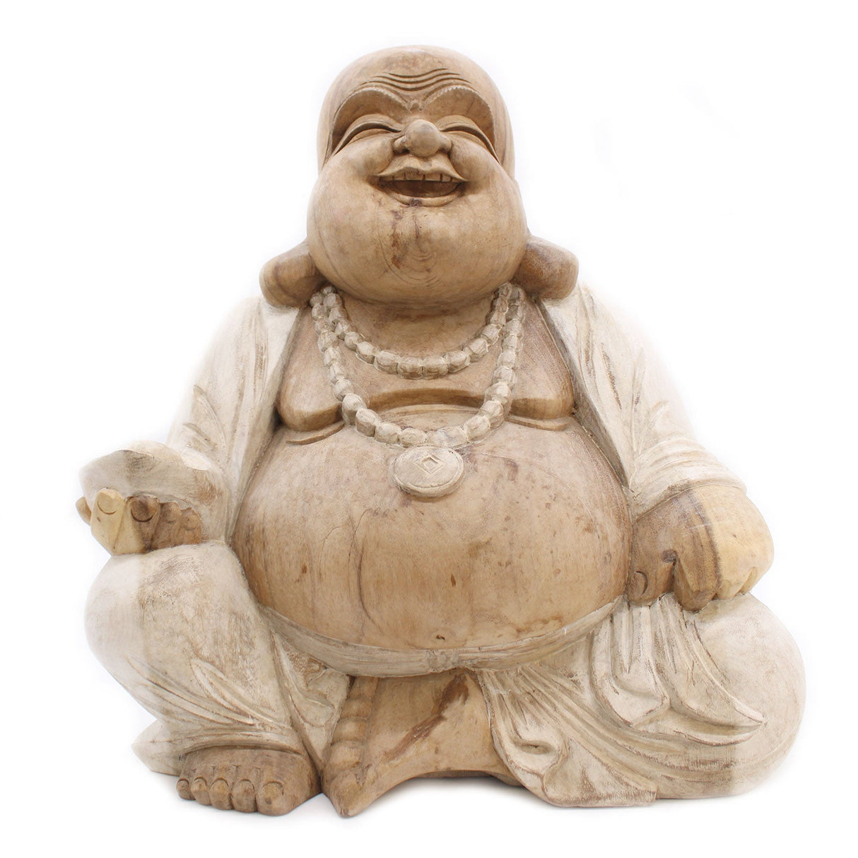 Happy Buddha - Whitewash 50cm - SHAMTAM.COM