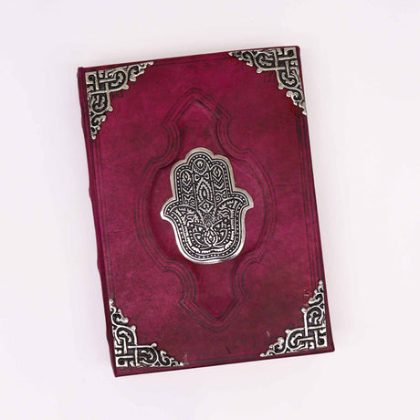 Handmade Notebook - Zinc Hamsa Decor - 200 Deckle Edges Pages - 26x18cm - SHAMTAM.COM