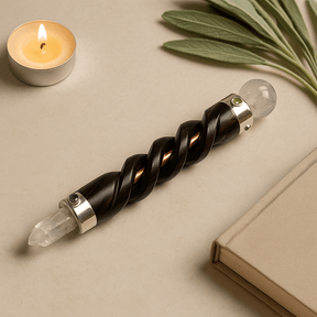 Healing Wand Rock Quartz Copper Pipe Spiral Carved - SHAMTAM.COM
