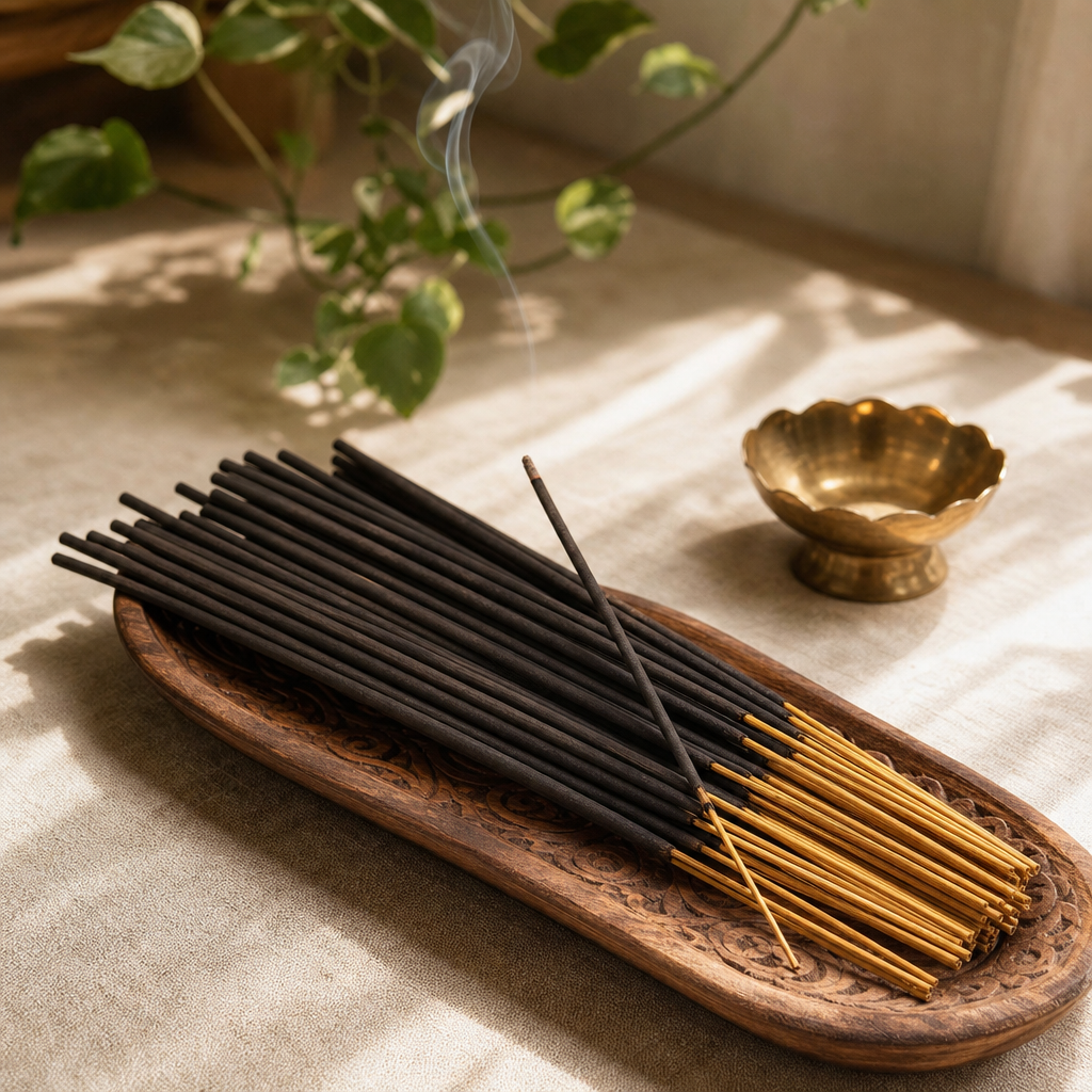 HEM Hexagonal Incense - Sandalwood — styled in a warm, naturally lit interior