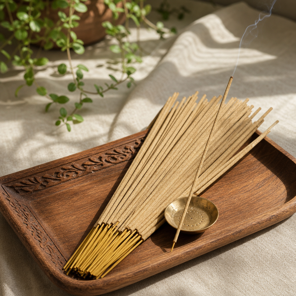 HEM Hexagonal Incense - Smudge - Jasmine — styled in a warm, naturally lit interior
