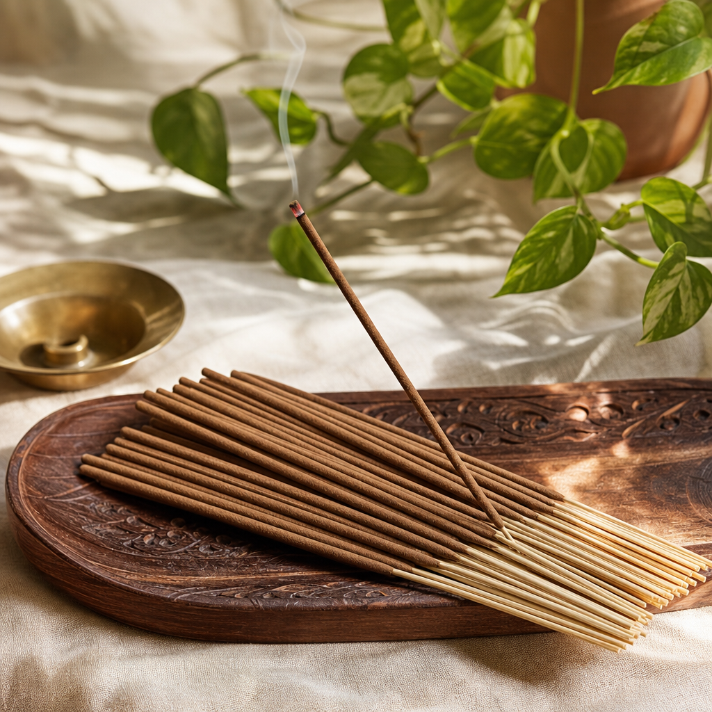 HEM Hexagonal Incense - Smudge - Patchouli — styled in a warm, naturally lit interior