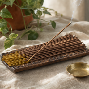 HEM Hexagonal Incense - Vanilla — styled in a warm, naturally lit interior