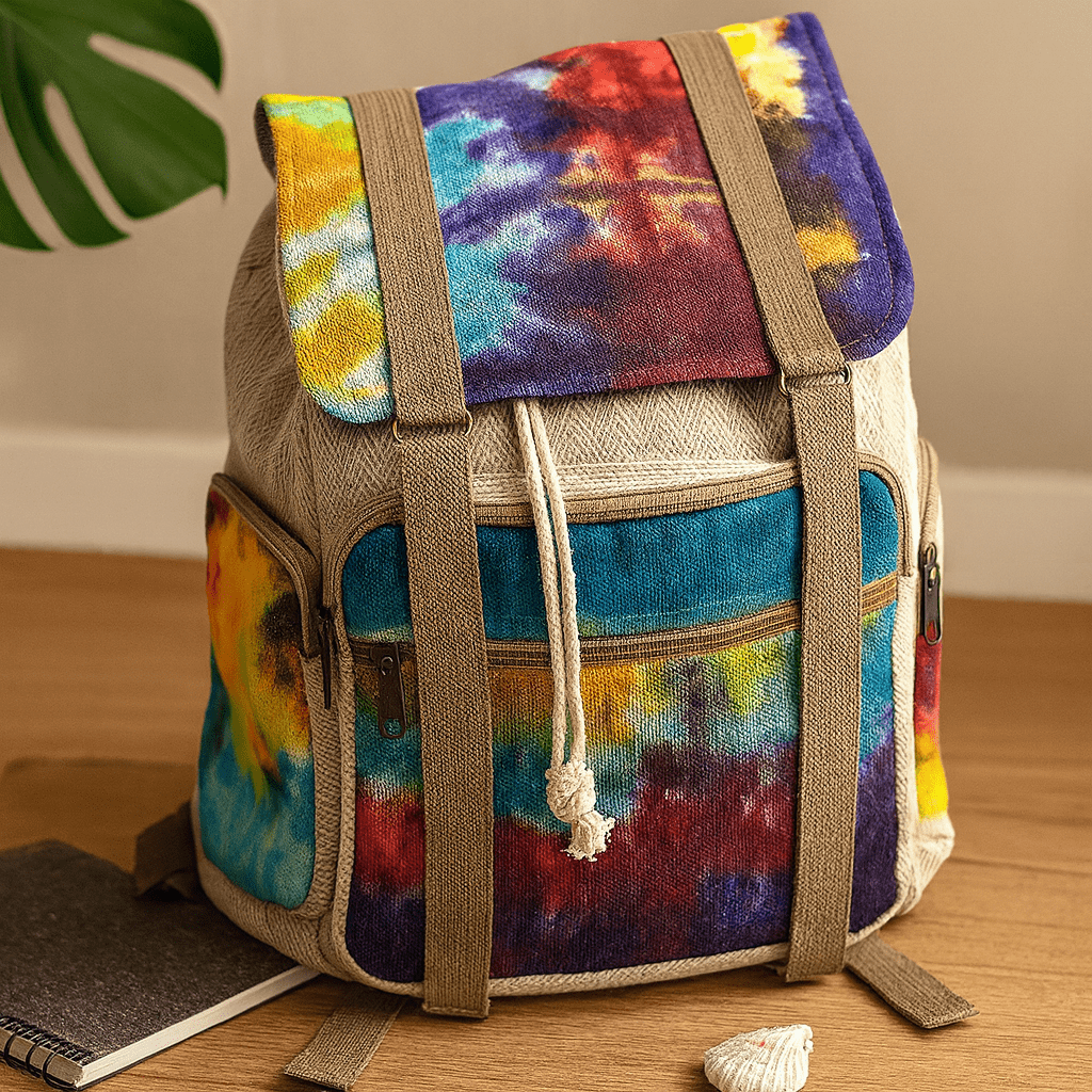 Hemp Backpack Tie Dye Large Square - SHAMTAM.COM